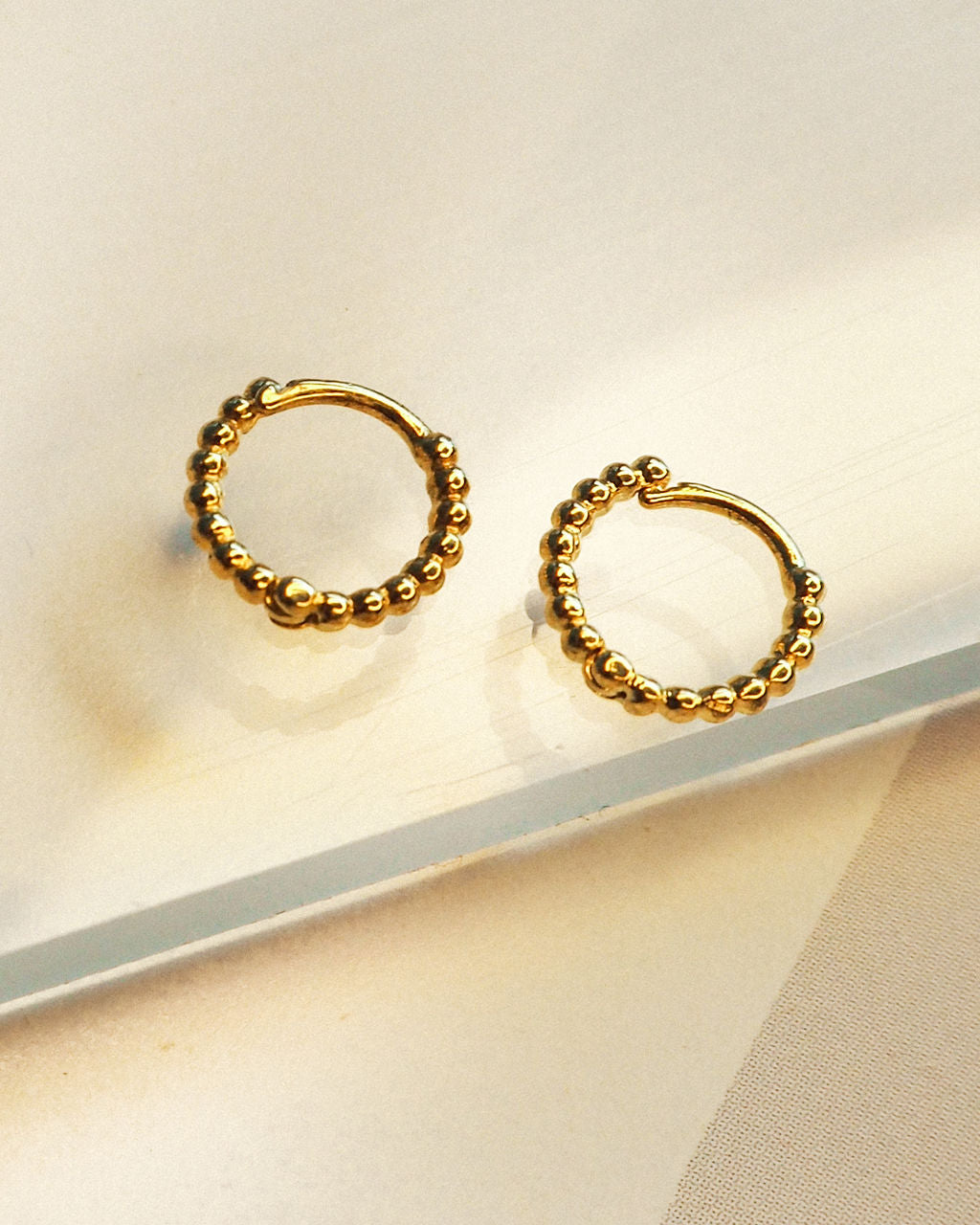Mini Continuous Beaded Huggies- Gold (Ships Early March)