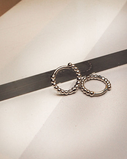 Mini Continuous Beaded Huggies- Silver