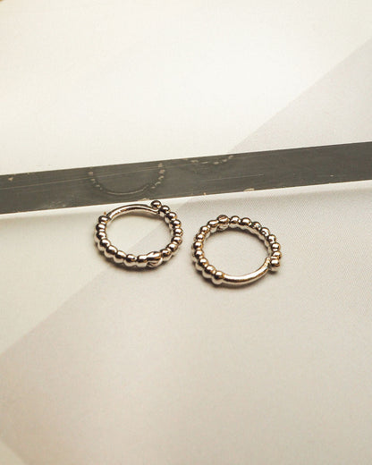 Mini Continuous Beaded Huggies- Silver