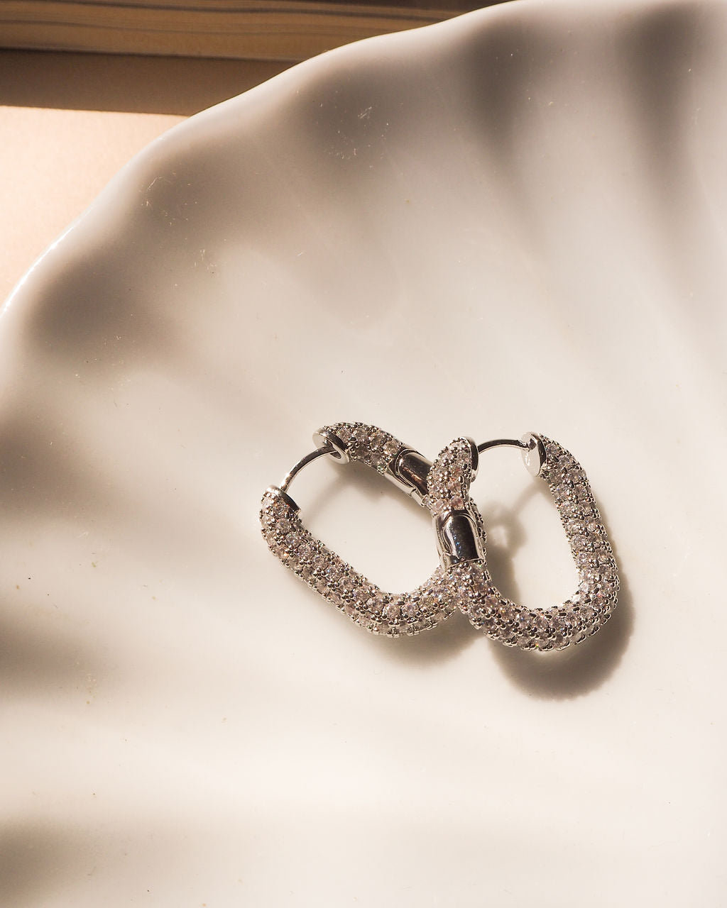 XL Pave Chain Link Hoops- Silver