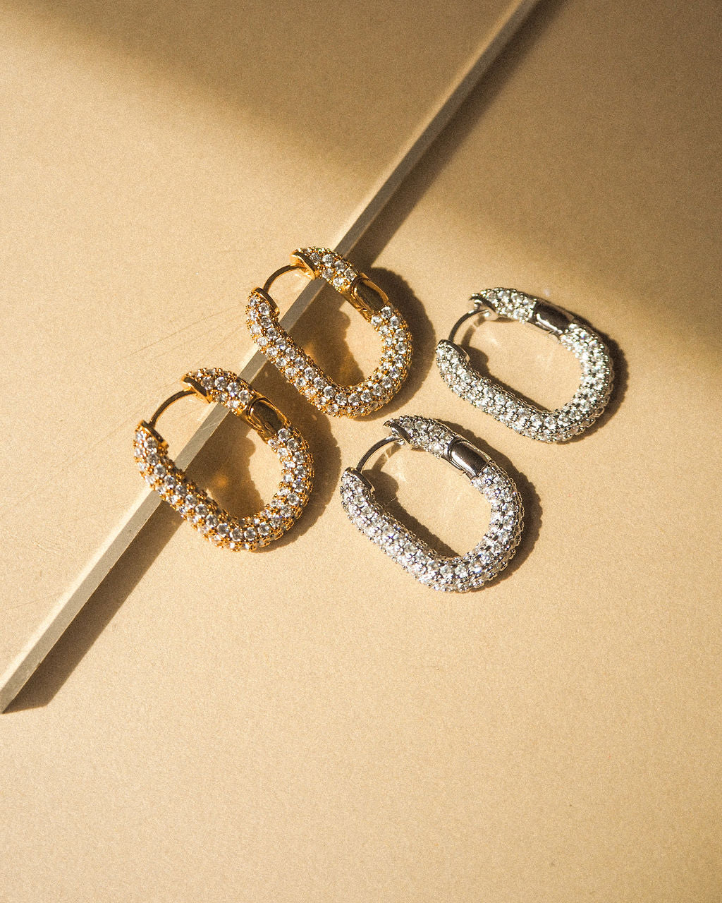 XL Pave Chain Link Hoops- Silver