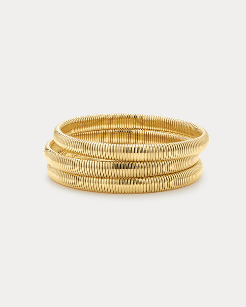 Mini Flex Snake Chain Bracelet- Set of 3 (7mm wide)- Gold