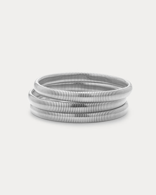 Mini Flex Snake Chain Bracelet- Set of 3 (7mm wide)- Silver (Ships Mid March)
