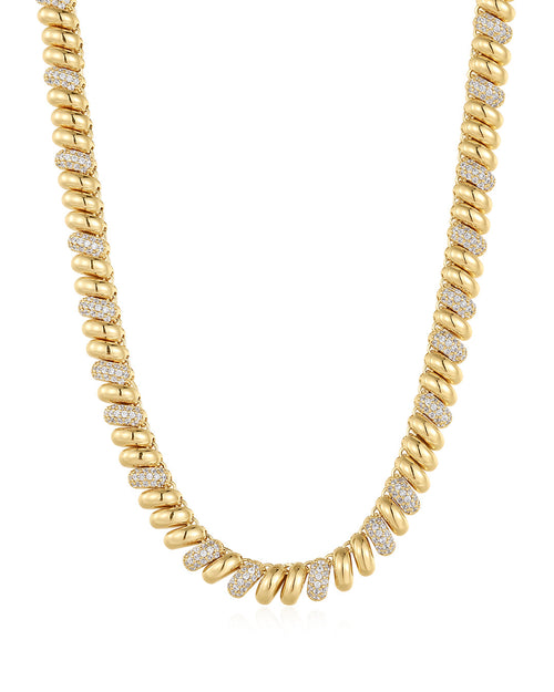 Pave Ridged Marbella Necklace- Gold