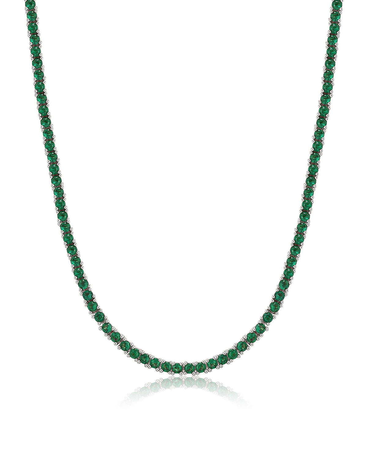 Mini Ballier Necklace- Emerald Green- Silver