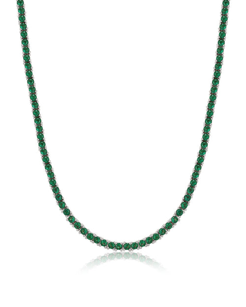 Mini Ballier Necklace- Emerald Green- Silver