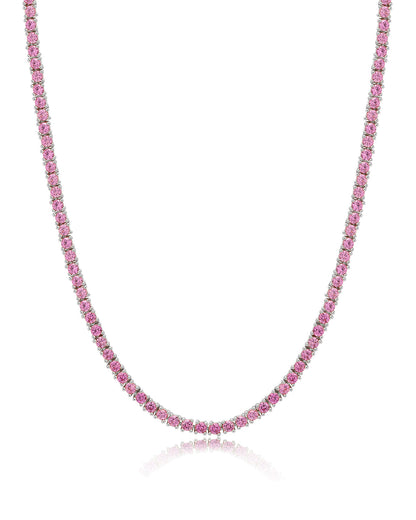 Mini Ballier Necklace- Pink- Silver