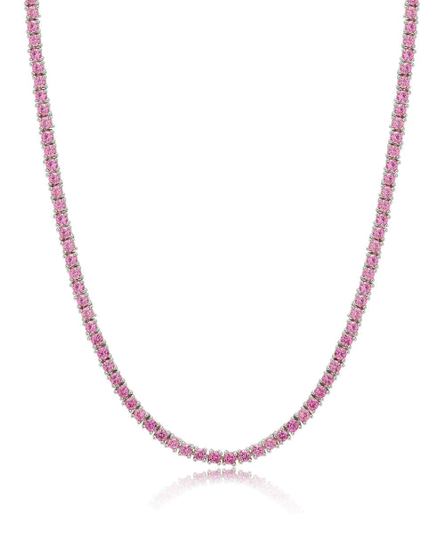 Mini Ballier Necklace- Pink- Silver