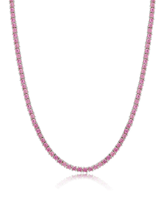 Mini Ballier Necklace- Pink- Silver