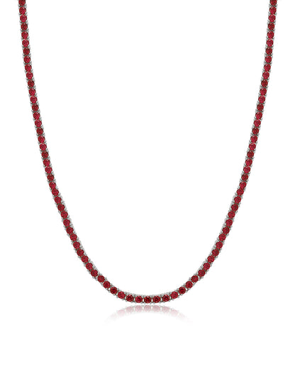 Mini Ballier Necklace- Ruby Red- Silver