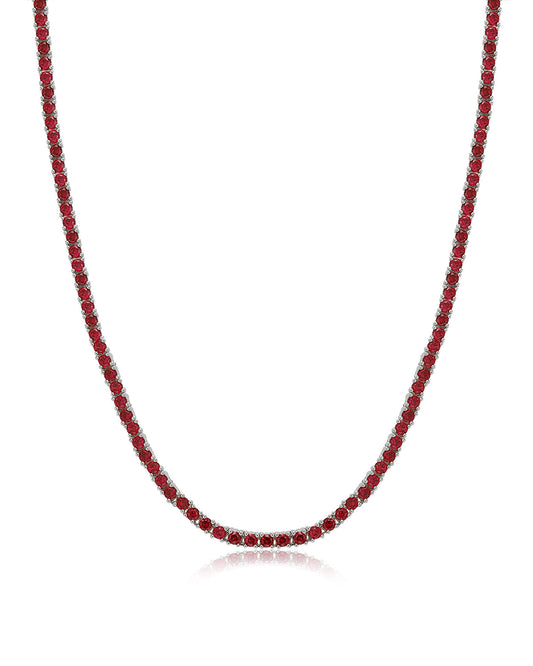 Mini Ballier Necklace- Ruby Red- Silver