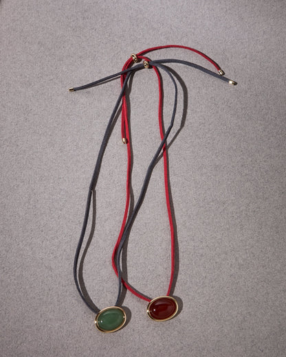 Sunset Stone Cord Necklace- Red