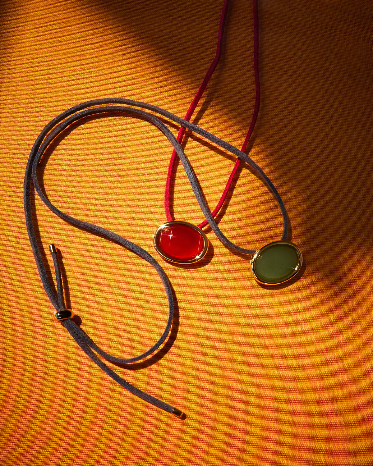 Sunset Stone Cord Necklace- Red