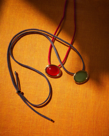 Sunset Stone Cord Necklace- Green