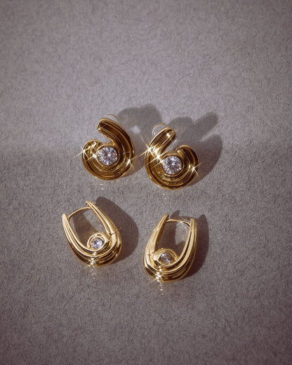 Wave Bezel Hoops