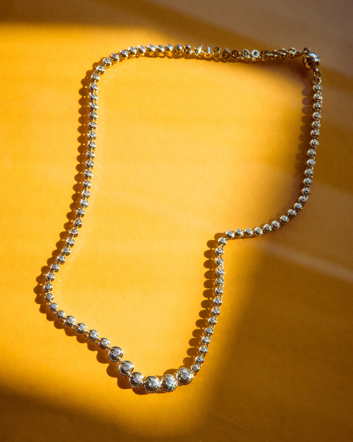 Wave Bezel Tennis Necklace