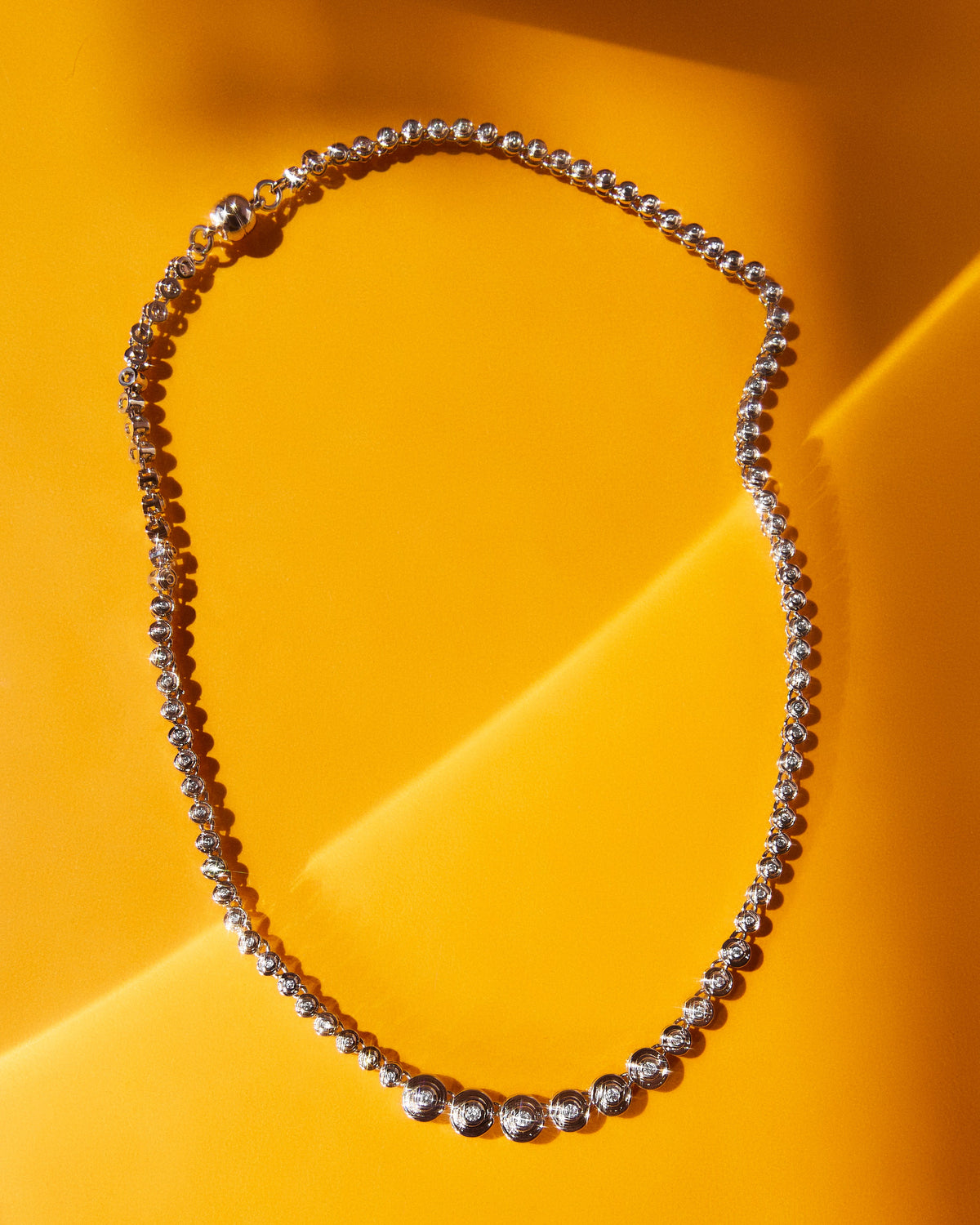 Wave Bezel Tennis Necklace