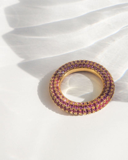 Pave Amalfi Ring- Pink- Gold