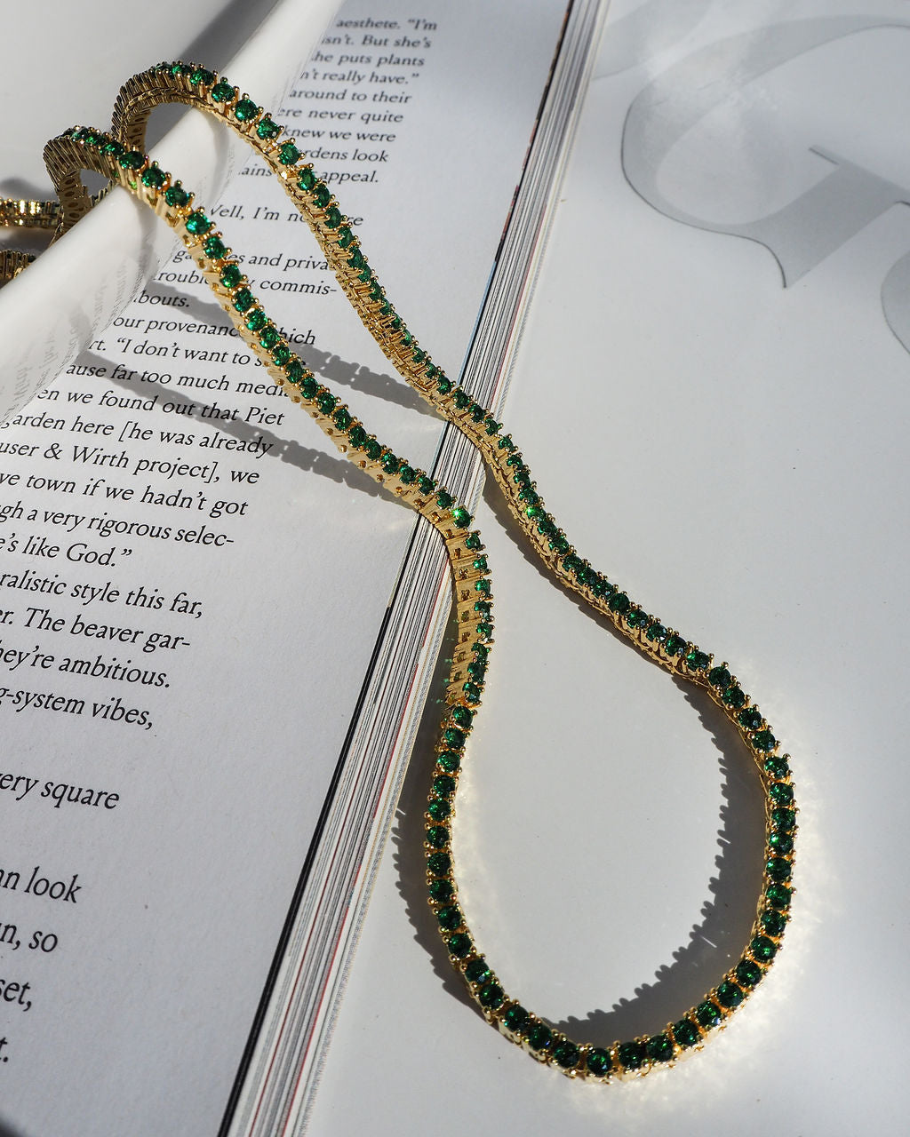 Mini Ballier Necklace- Emerald Green- Silver