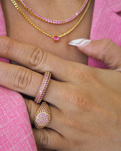 Pave Amalfi Ring- Pink- Gold