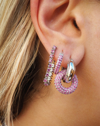 Pave Amalfi Huggies- Pink-Gold