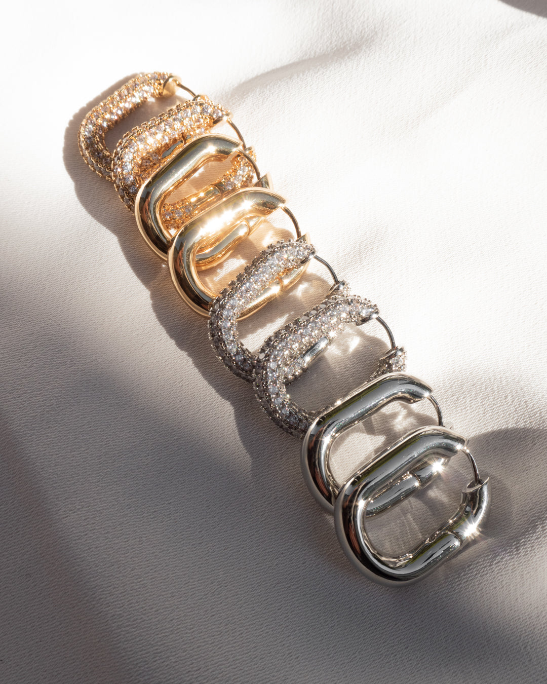 XL Pave Chain Link Hoops- Silver