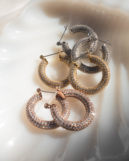 Pave Baby Amalfi Hoops- Gold (Ships Late March)