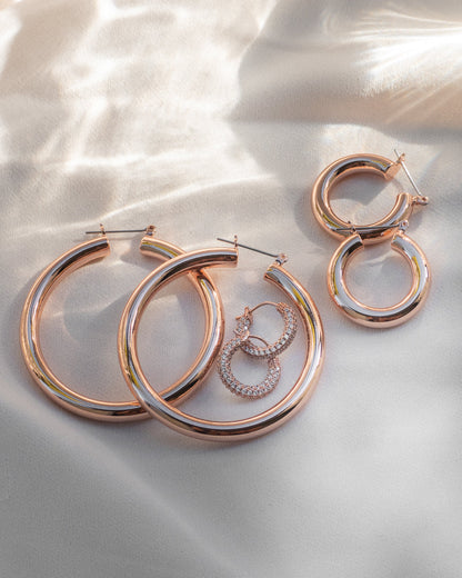 Pave Amalfi Huggies- Rose Gold