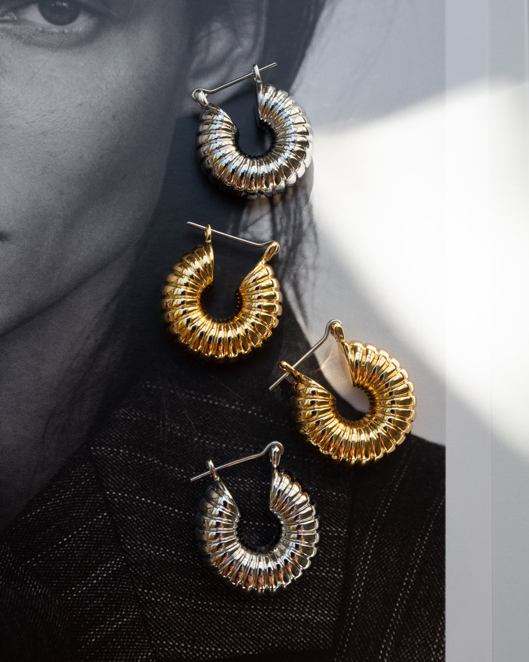 Ridged Mini Donut Hoops- Gold
