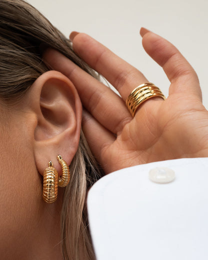 Ridged Mini Donut Hoops- Gold