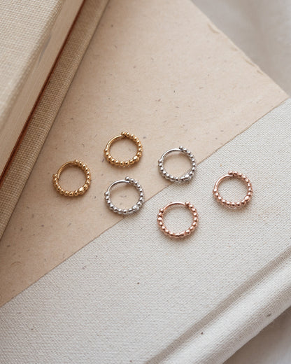Mini Continuous Beaded Huggies- Gold (Ships Early March)