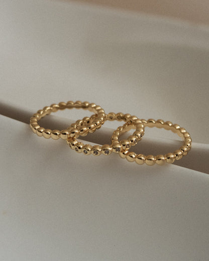 Beaded Diamonte Ring Set- Silver