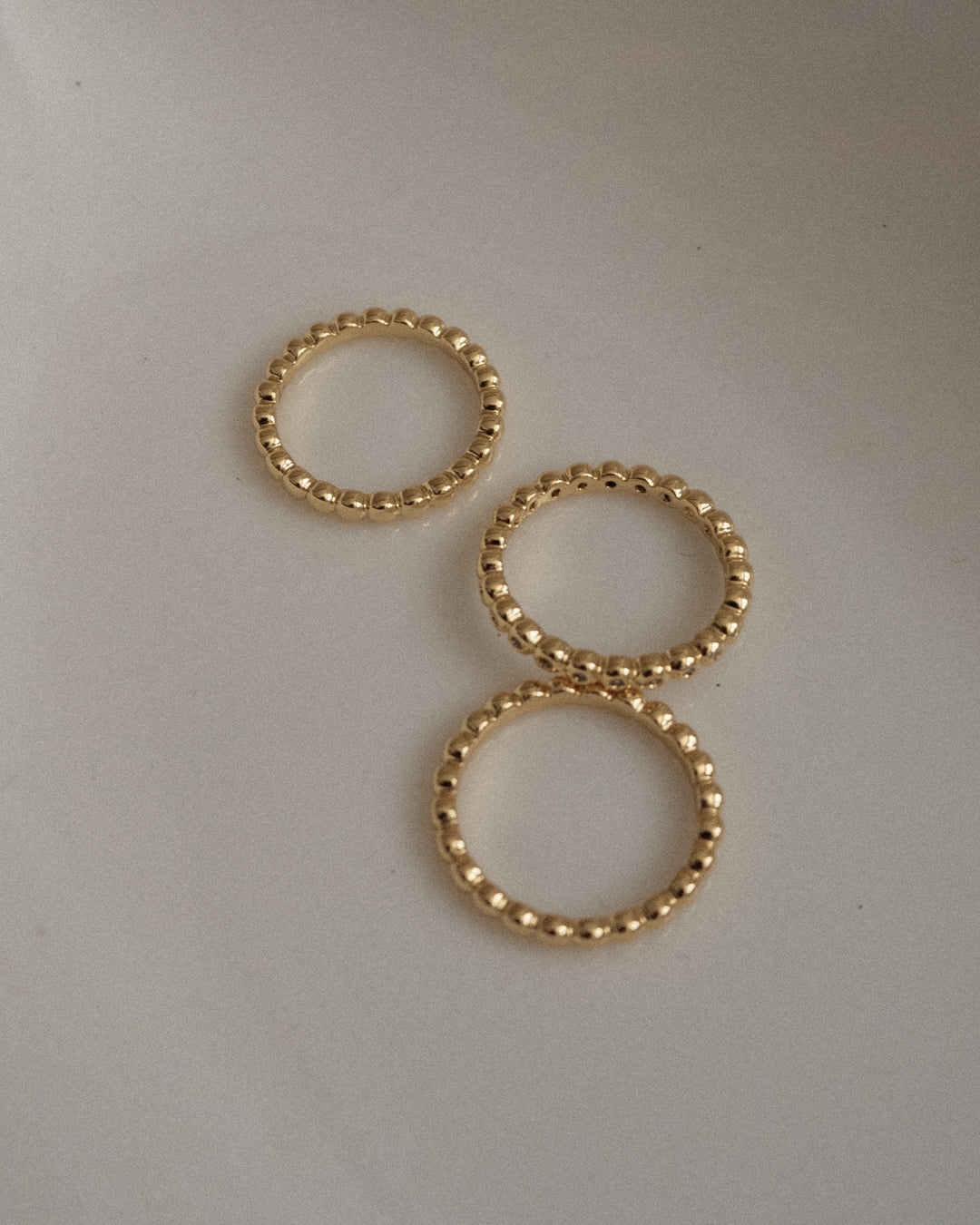 Beaded Diamonte Ring Set- Silver