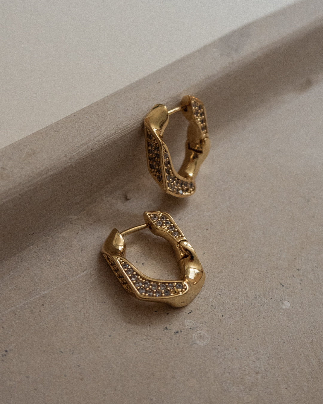 Pave Cuban Link Hoops- Silver
