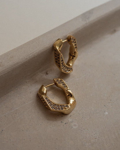 Pave Cuban Link Hoops- Silver