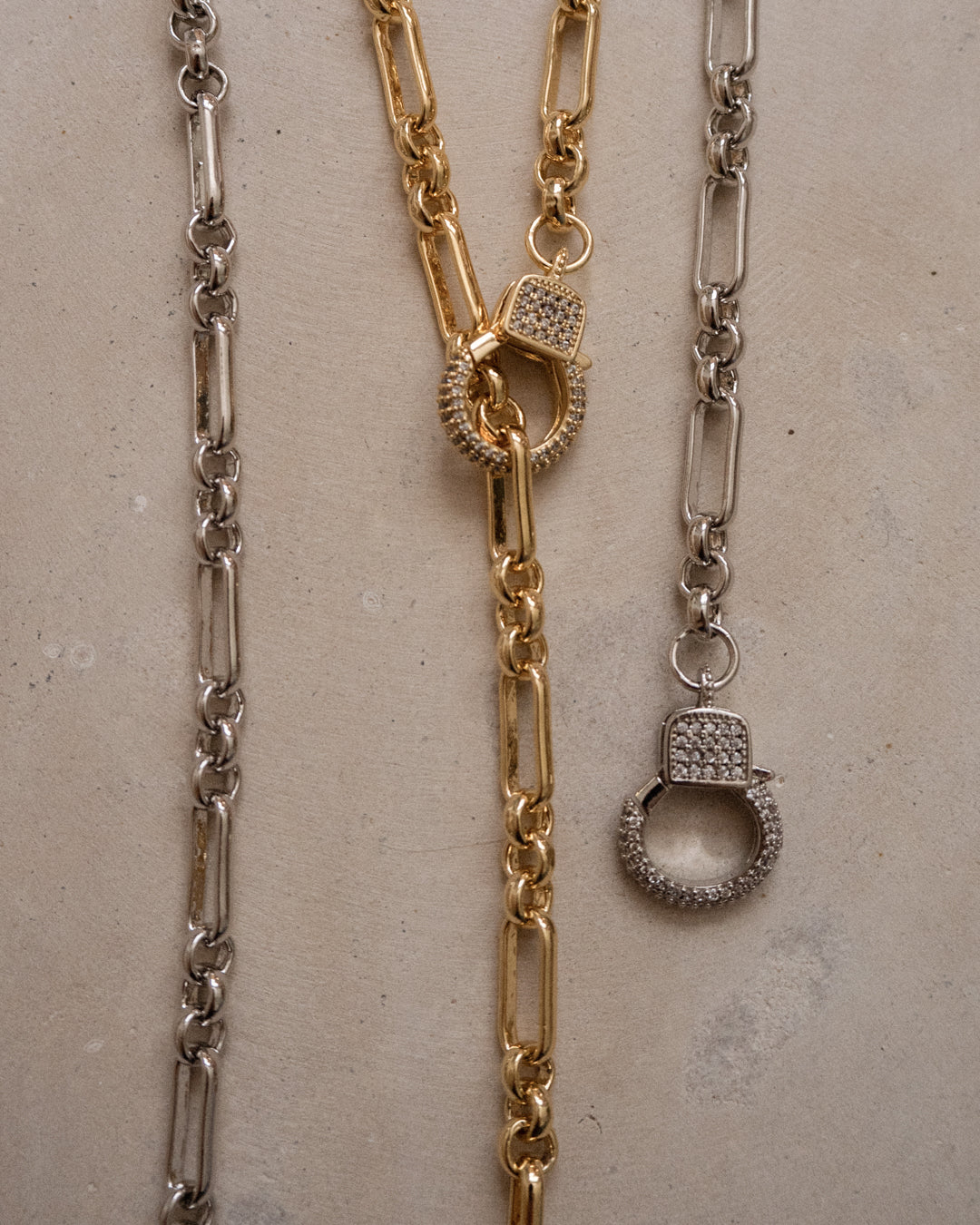 Pave Clasp Lariat- Gold