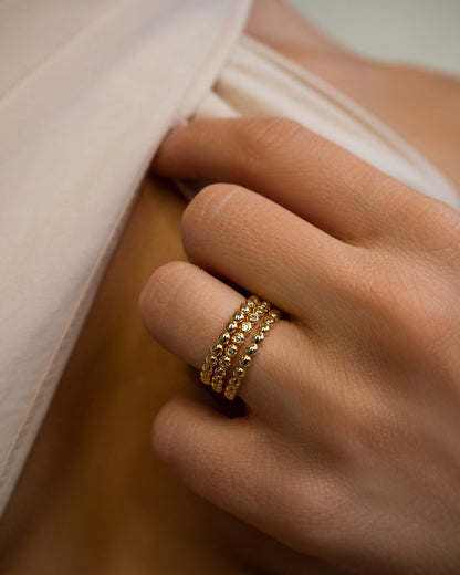 Beaded Diamonte Ring Set- Silver