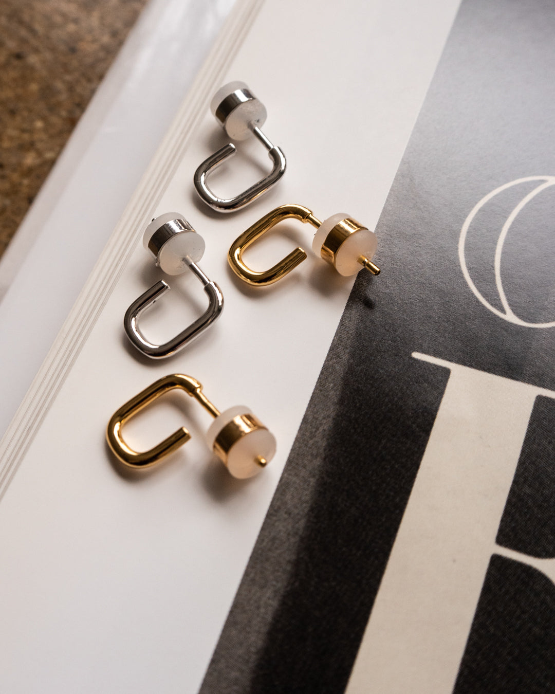 Petite Chain Link Huggies- Gold