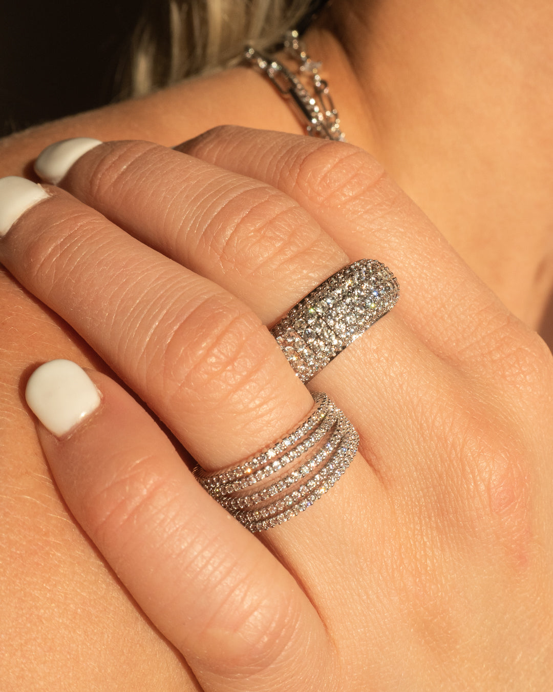Classique Pave Bands Set- Silver