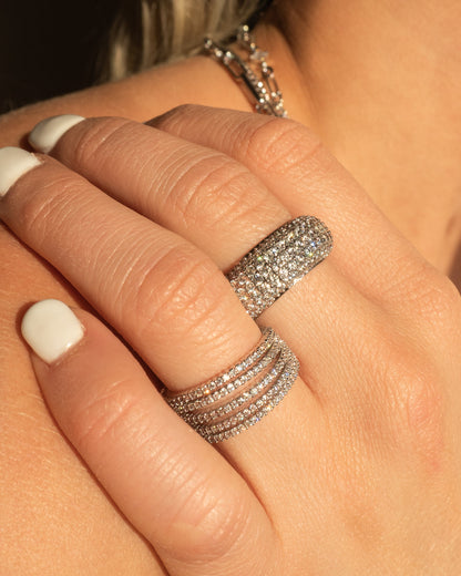 Classique Pave Bands Set- Silver