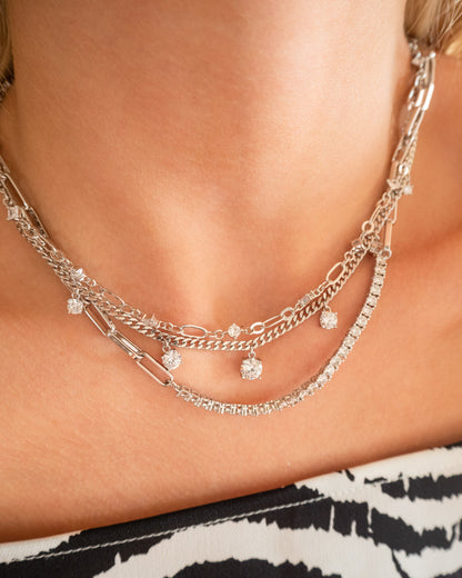 Cher Diamonte Necklace- Silver