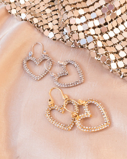Pave Mini Heartbreaker Hoops- Silver