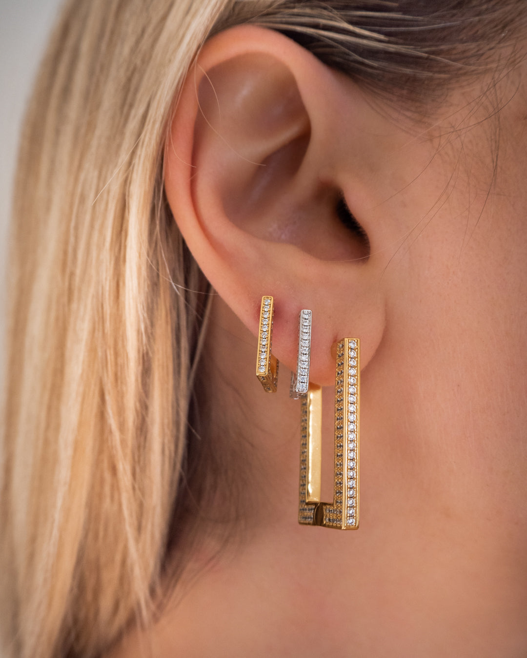 Pave Boxer Hoops- Gold
