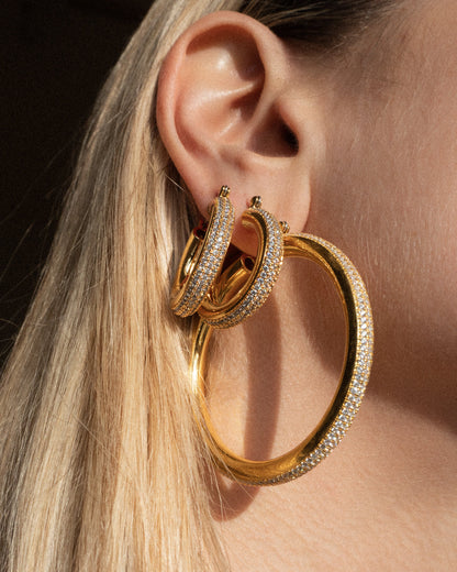 Pave Stripe Amalfi Hoops- Gold