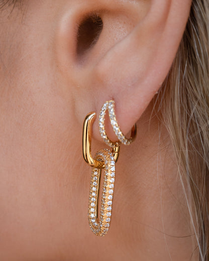 Pave Simone Loop Hoops- Gold