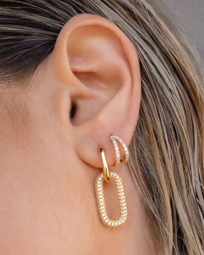 Pave Simone Loop Hoops- Gold