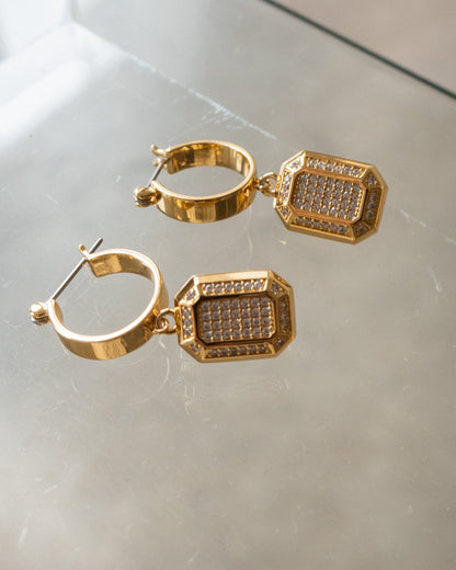 Faceted Diamond Statement Hoops- Gold