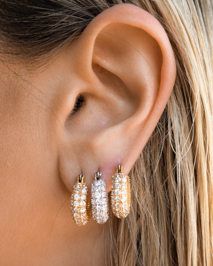 Pave Giselle Hoops- Gold