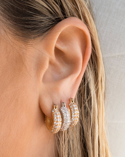 Pave Giselle Hoops- Gold