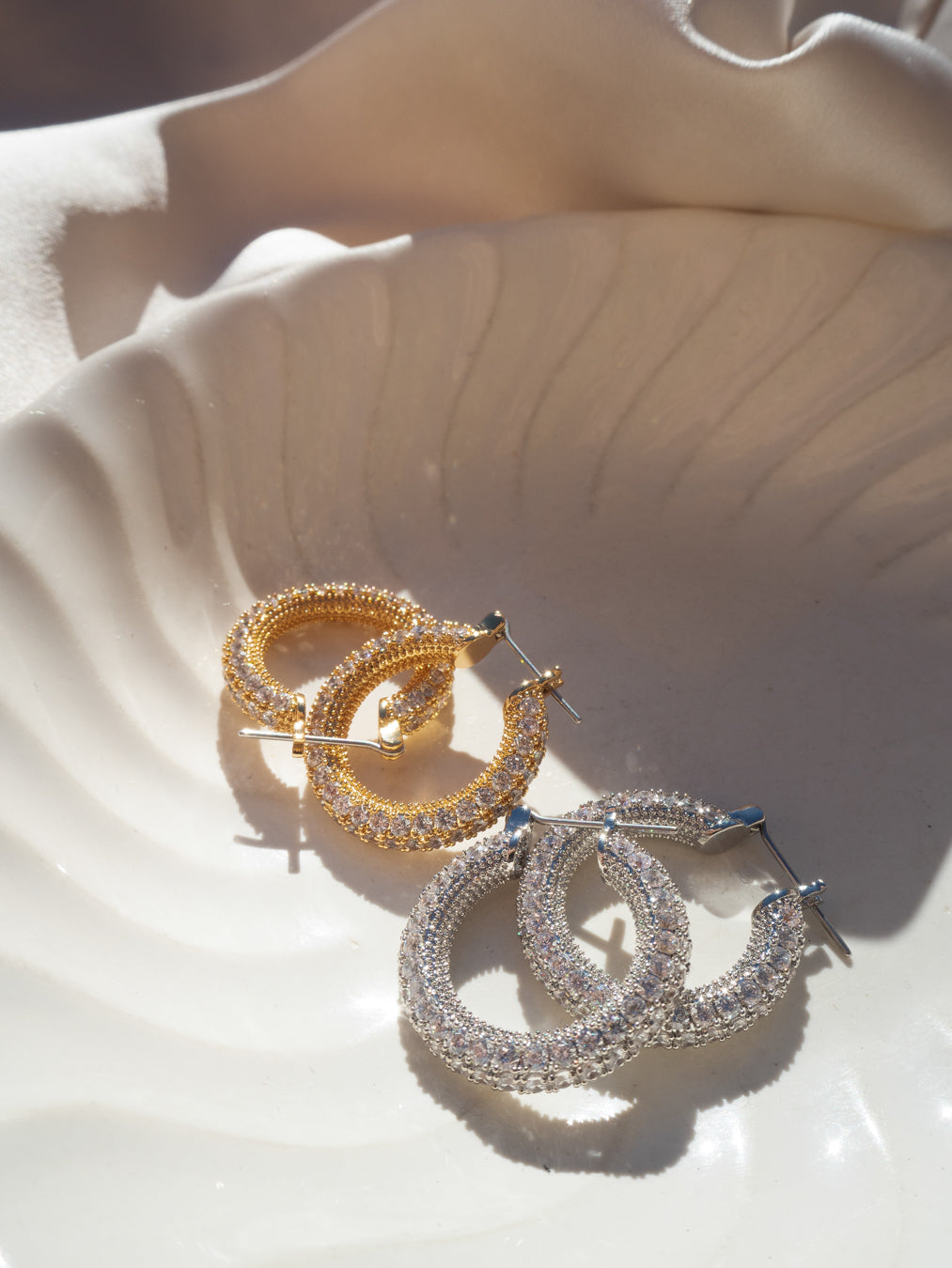 Pave Estelle Hoops- Silver